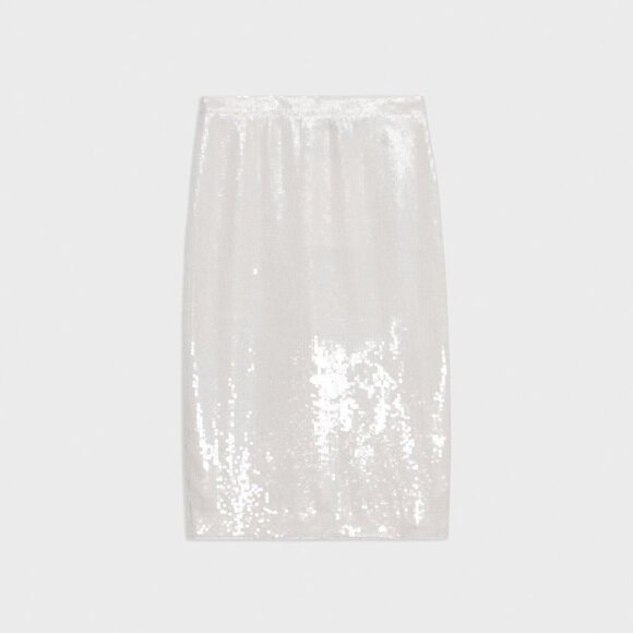 NWT Theory Knee Length Slim Fit Pencil in White Fluid Sequins Skirt 14 $345 - Picture 1 of 7